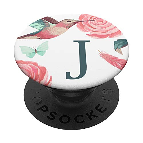 Phone Pop Up HolderHummingbird Butterfly Floral Letter J PopSockets Grip and Stand for Phones and Tablets