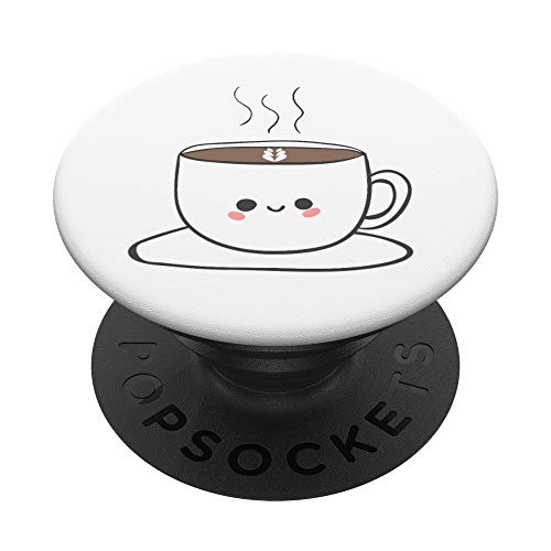 Cute Coffee Cup - Happy and Smiling - Filled With Coffee PopSockets Grip and Stand for Phones and Tablets