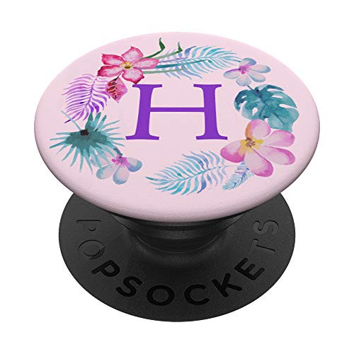 Letter H Initial Gift Pink Hawaiian Floral Monogram PopSockets Grip and Stand for Phones and Tablets Letter H Initial Gift Pink Hawaiian Floral Monogram PopSockets Grip and Stand for Phones and Tablets