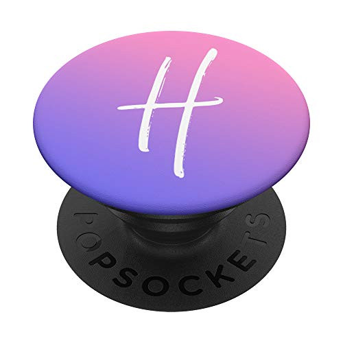 Ombre Purple Letter H Initial Pink Blue Cute Pastel Gradient PopSockets Grip and Stand for Phones and Tablets