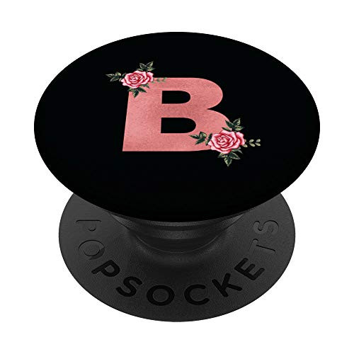 Letter B Initial Monogram Pink Rose Floral Flower Gift PopSockets PopGrip Swappable Grip for Phones Tablets Letter B Initial Monogram Pink Rose Floral Flower Gift PopSockets PopGrip Swappable Grip for Phones Tablets