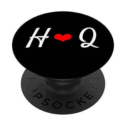 H   Q Heart Love Initial Letter Alphabet Monogram PopSockets Grip and Stand for Phones and Tablets