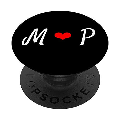 M   P Heart Love Initial Letter Alphabet Monogram PopSockets Grip and Stand for Phones and Tablets