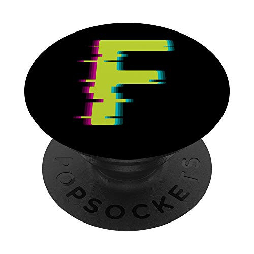 Glitch Letter F Retro Computer Hacker Monogram Alphabet PopSockets Grip and Stand for Phones and Tablets