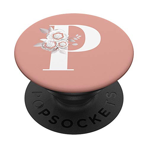 Alphabet Letter P Floral Initial Monogram Personalized PopSockets Grip and Stand for Phones and Tablets