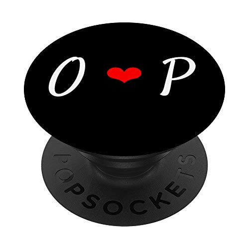O   P Heart Love Initial Letter Alphabet Monogram PopSockets Grip and Stand for Phones and Tablets