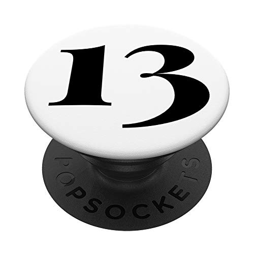 Lucky Number Thirteen 13 White Background Lucky Thirteen PopSockets Grip and Stand for Phones and Tablets