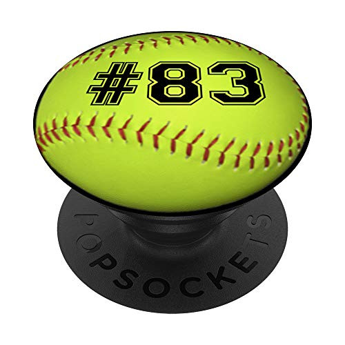 Softball Player Number 83 PopSockets Grip and Stand for Phones and Tablets
