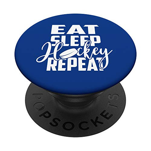 Eat Sleep Hockey Repeat Blue hockey season PopSockets PopGrip Swappable Grip for Phones   Tablets