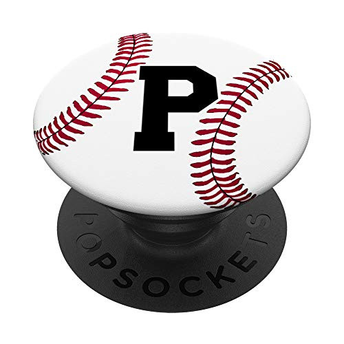 Baseball Letter P Monogram Team Name Player Cool Coach Gift PopSockets PopGrip Swappable Grip for Phones   Tablets