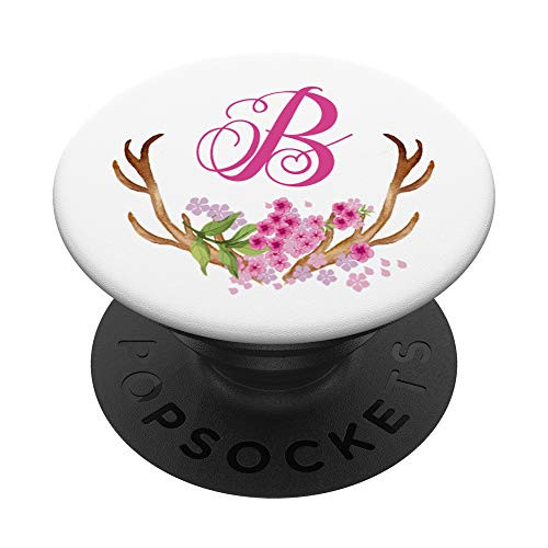 Boho Antlers Initial B PopSockets Grip and Stand for Phones and Tablets