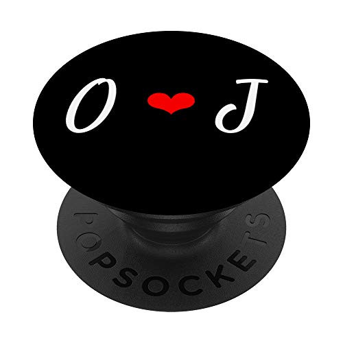 O   J Heart Love Initial Letter Alphabet Monogram PopSockets Grip and Stand for Phones and Tablets