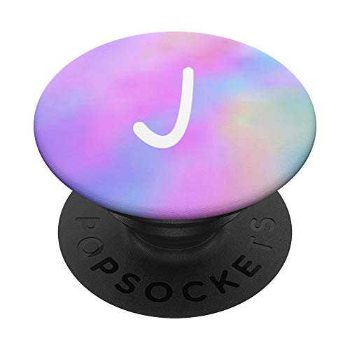 Tie Dye White Letter J Initial Monogram Unicorn Colorful PopSockets Grip and Stand for Phones and Tablets