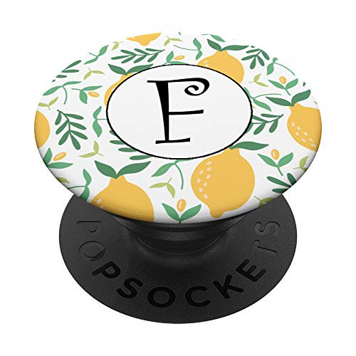 Lemons Phone Grip Letter F Monogram F Initial F Fruit PopSockets Grip and Stand for Phones and Tablets