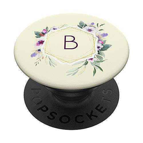Floral Monogram Initial Letter B Watercolor Personalized PopSockets PopGrip Swappable Grip for Phones   Tablets