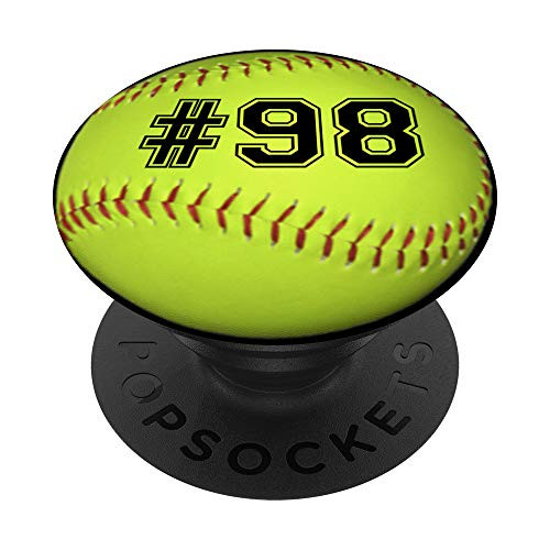 Softball 98 Softball Jersey Number PopSockets Grip and Stand for Phones and Tablets