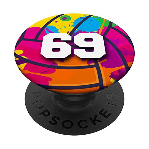 69 Volleyball Number Player Design 69 PopSockets Grip and Stand for Phones and Tablets