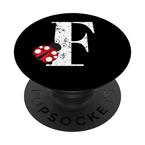 Ladybug Monogram Name Initial Letter F PopSockets Grip and Stand for Phones and Tablets