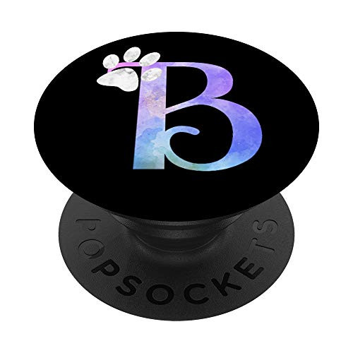 Letter B watercolor cat dog paw monogram initial B PopSockets Grip and Stand for Phones and Tablets