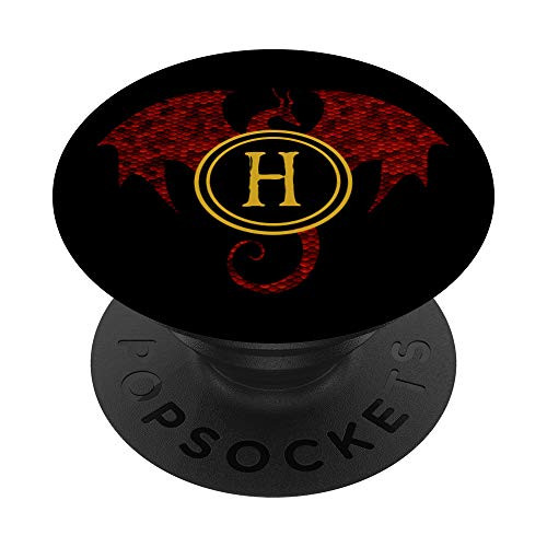 Letter H Gift Dragon Monogram Initial H PopSockets Grip and Stand for Phones and Tablets