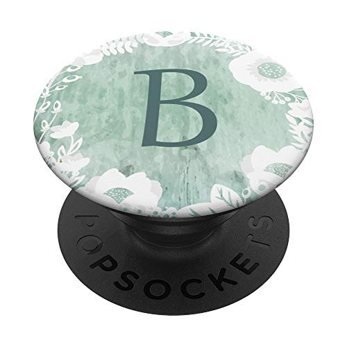 Letter B Gift Floral Grunge Monogram Initial B PopSockets Grip and Stand for Phones and Tablets