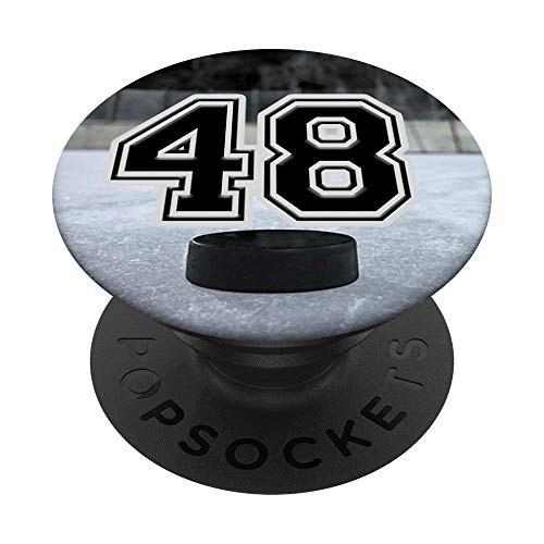 Ice Hockey Custom Jersey Number 48 forty eight Puck on Rink PopSockets Grip and Stand for Phones and Tablets