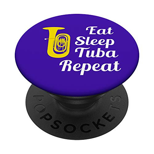 Tuba Player Gift - Eat Sleep Tuba Repeat - Blue PopSockets PopGrip Swappable Grip for Phones   Tablets