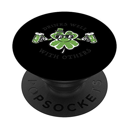 Drinks Well Funnyin St_ Pattys Day Drinking PopSockets Grip and Stand for Phones and Tablets