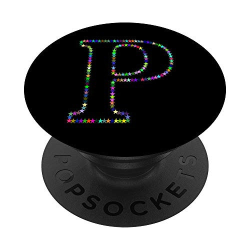 Letter P initial letter name monogram colorful stars PopSockets Grip and Stand for Phones and Tablets