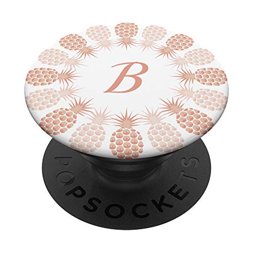 Letter B Monogram Pastel Rosegold Pineapple on White PopSockets PopGrip Swappable Grip for Phones   Tablets
