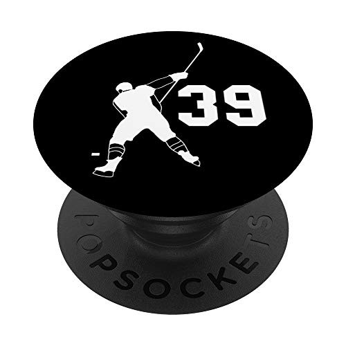 39 Number 39 Gift for Hockey player boys girls men PopSockets PopGrip Swappable Grip for Phones   Tablets