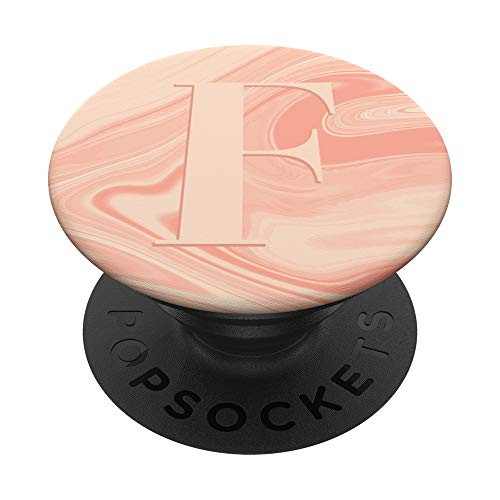 Letter F Initial Coral Pink Design Personalized Monogram PopSockets Grip and Stand for Phones and Tablets