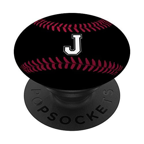Baseball Letter J Name Initial Monogram PopSockets Grip and Stand for Phones and Tablets