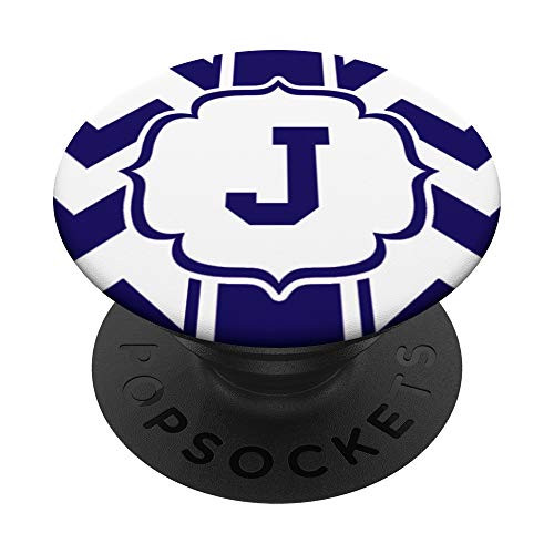 Blue Monogrammed Letter J Initial Monogram PopSockets Grip and Stand for Phones and Tablets