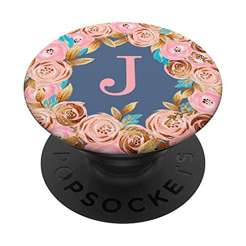 Initial Letter J with Floral Wreath Monogram AAN062 PopSockets PopGrip Swappable Grip for Phones   Tablets