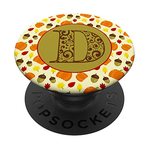Cute Fall Pumpkin Monogram Letter D Initial PopSockets Grip and Stand for Phones and Tablets