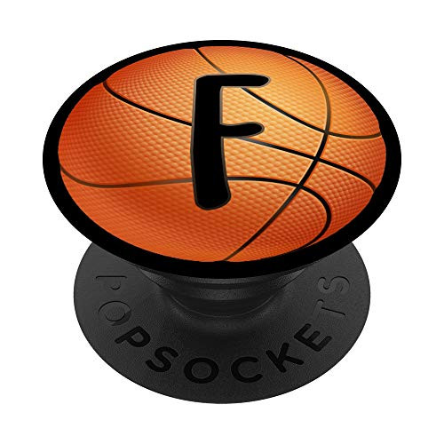 Letter F Initial Sports Ball Basketball Phone Grip PopSockets Grip and Stand for Phones and Tablets