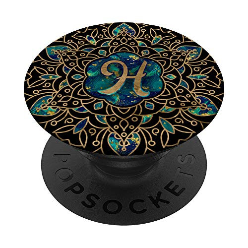 Luxury Mandala monogram with initial letter H PopSockets Grip and Stand for Phones and Tablets