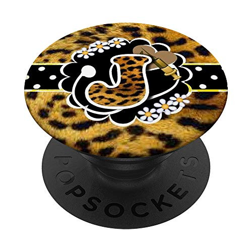 Cheetah Nurse Pop Letter J - Phone Case Grip J Monogram PopSockets PopGrip Swappable Grip for Phones   Tablets