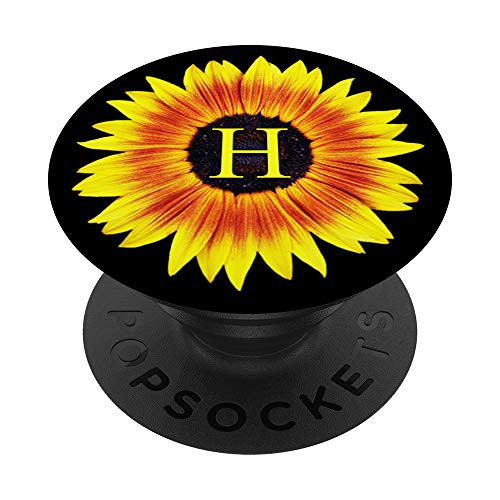 Initial H Letter Sunflower Floral Design Flower - Sunflower PopSockets Grip and Stand for Phones and Tablets