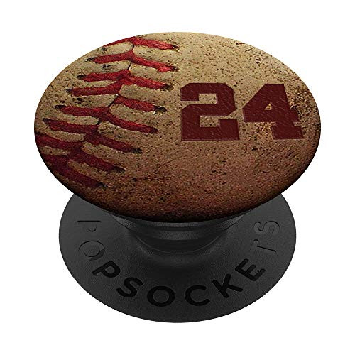 24 Baseball Number Player Lucky Number 24 - Baseball PopSockets Grip and Stand for Phones and Tablets