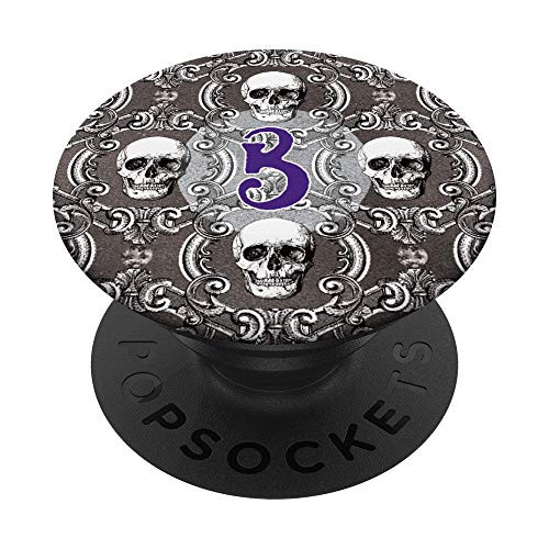 Halloween Skull Pattern Monogram Initial B Goth Skulls PopSockets Grip and Stand for Phones and Tablets
