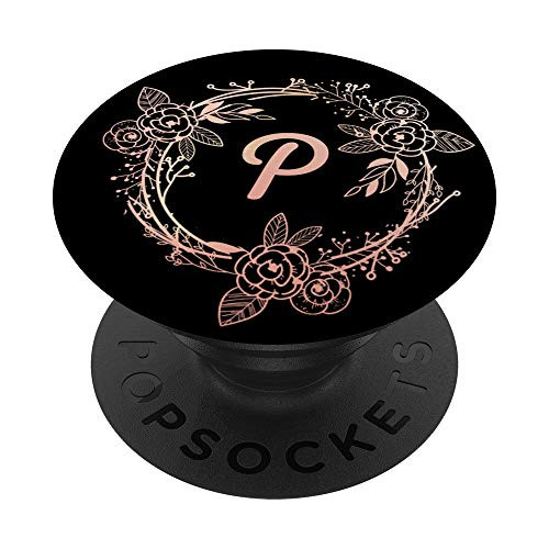 Monogram Letter P Initial Floral Personalized Design PopSockets Grip and Stand for Phones and Tablets