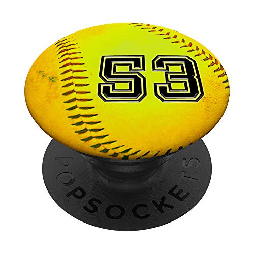 Softball Number 53 Player Number - Softball PopSockets Grip and Stand for Phones and Tablets Softball Number 53 Player Number - Softball PopSockets Grip and Stand for Phones and Tablets