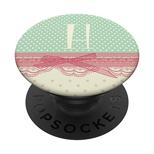 Letter H Initial Shabby Chic Polka Dot Monogram H PopSockets Grip and Stand for Phones and Tablets