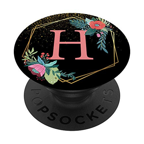 Personalized Flower Monogram Pretty Initial Letter H PopSockets Grip and Stand for Phones and Tablets