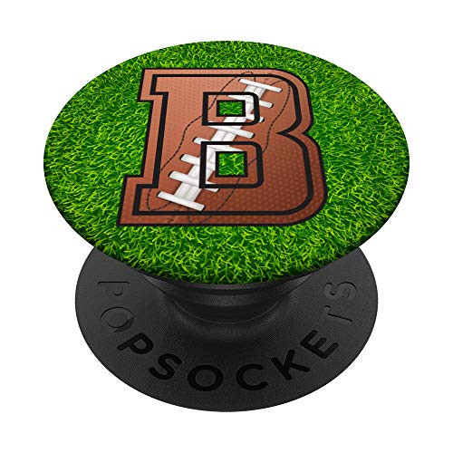 B American Football Turf And Monogram Letter B Initial PopSockets Grip and Stand for Phones and Tablets