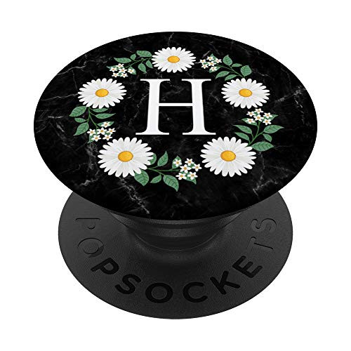 Initial Letter H Monogram Daisy Flower Personalized Gifts PopSockets Grip and Stand for Phones and Tablets