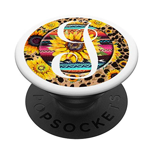 Sunflower Pop Letter J - Phone Case Stand White J Monogram PopSockets PopGrip Swappable Grip for Phones   Tablets