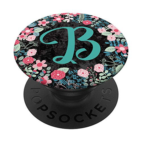 Monogram Letter B - Beautiful Floral Initial PopSockets Grip and Stand for Phones and Tablets